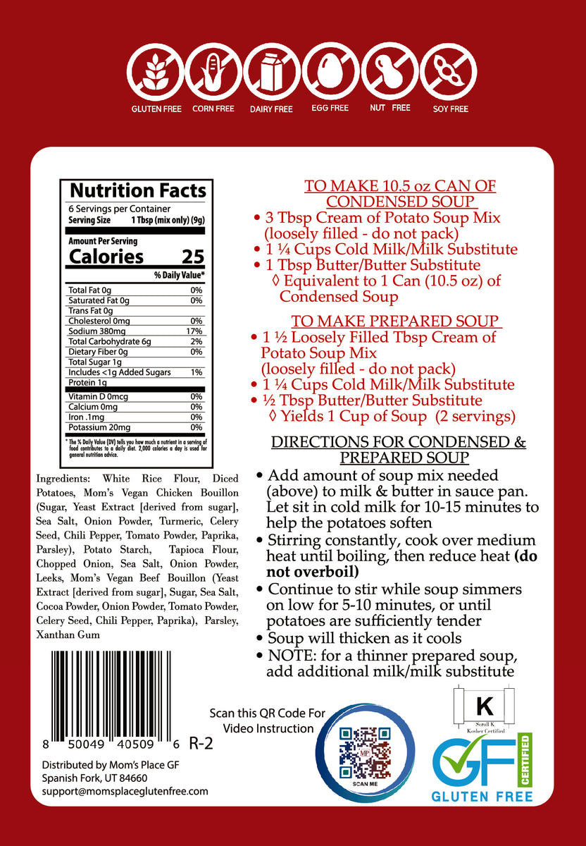 Gluten-Free Cream of Potato Soup Mix - Mom's Place Gluten Free