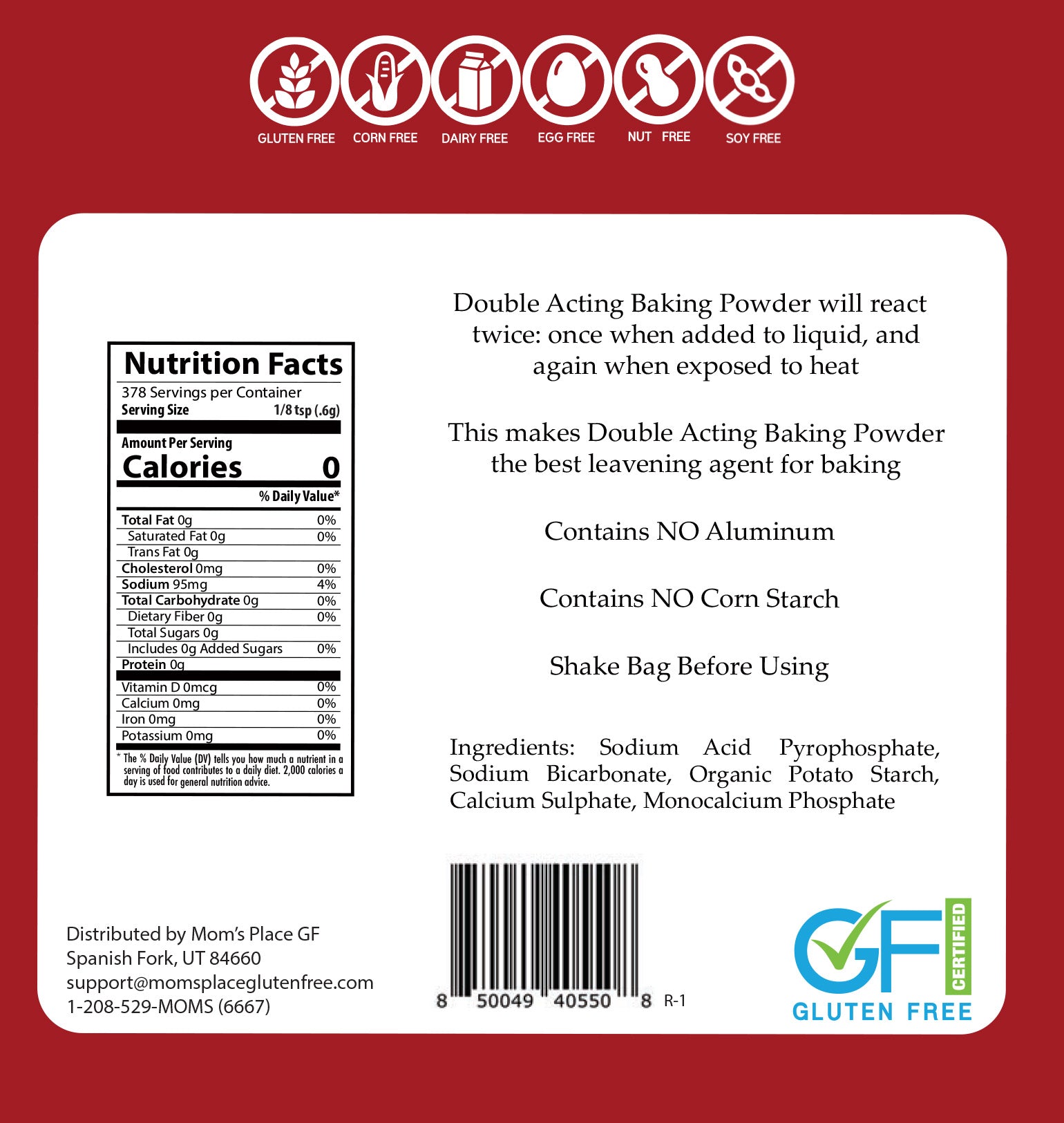 Gluten, Corn & Aluminum Free Baking Powder - Double Acting