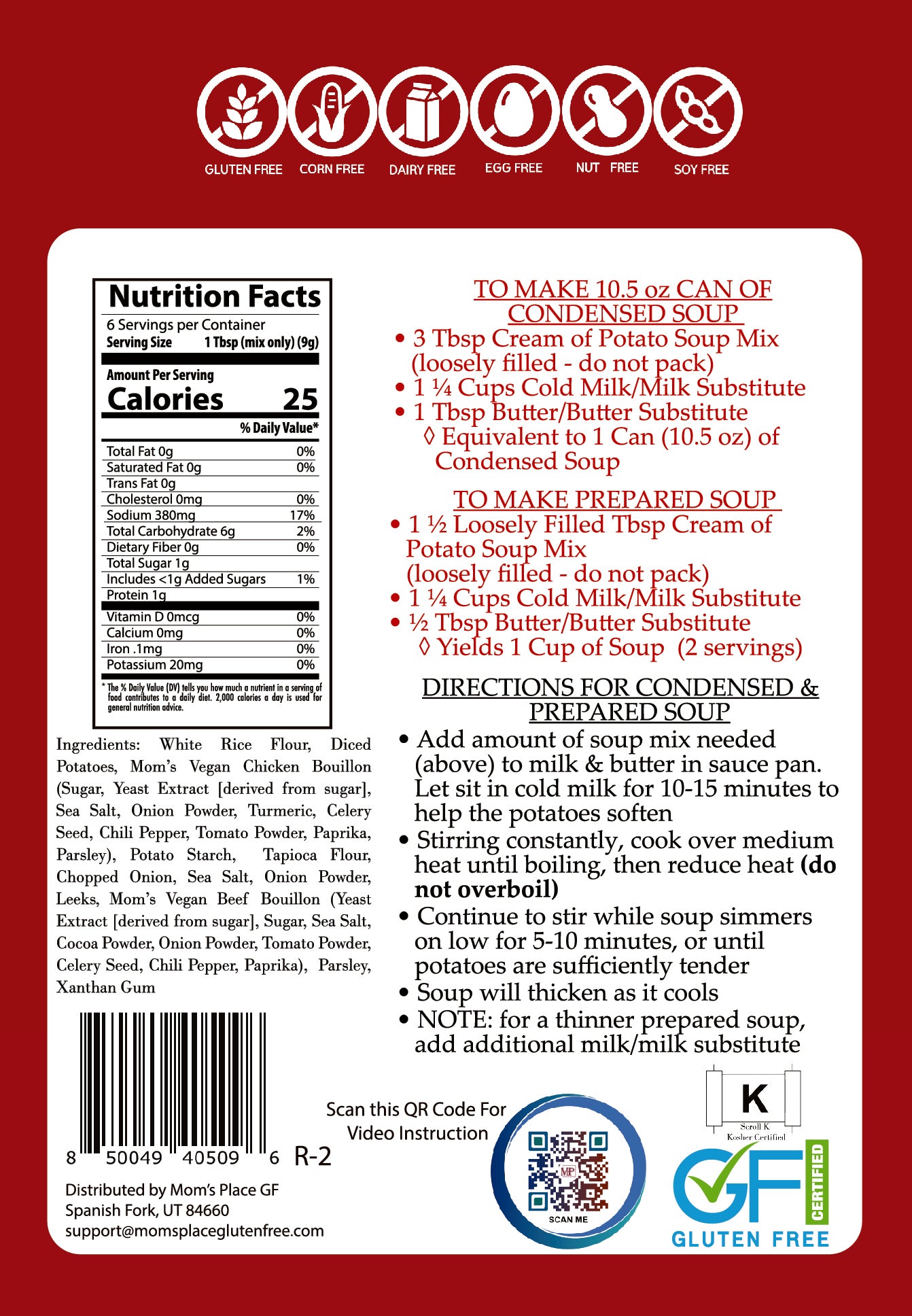 Gluten-Free Cream of Potato Soup Mix - Mom's Place Gluten Free