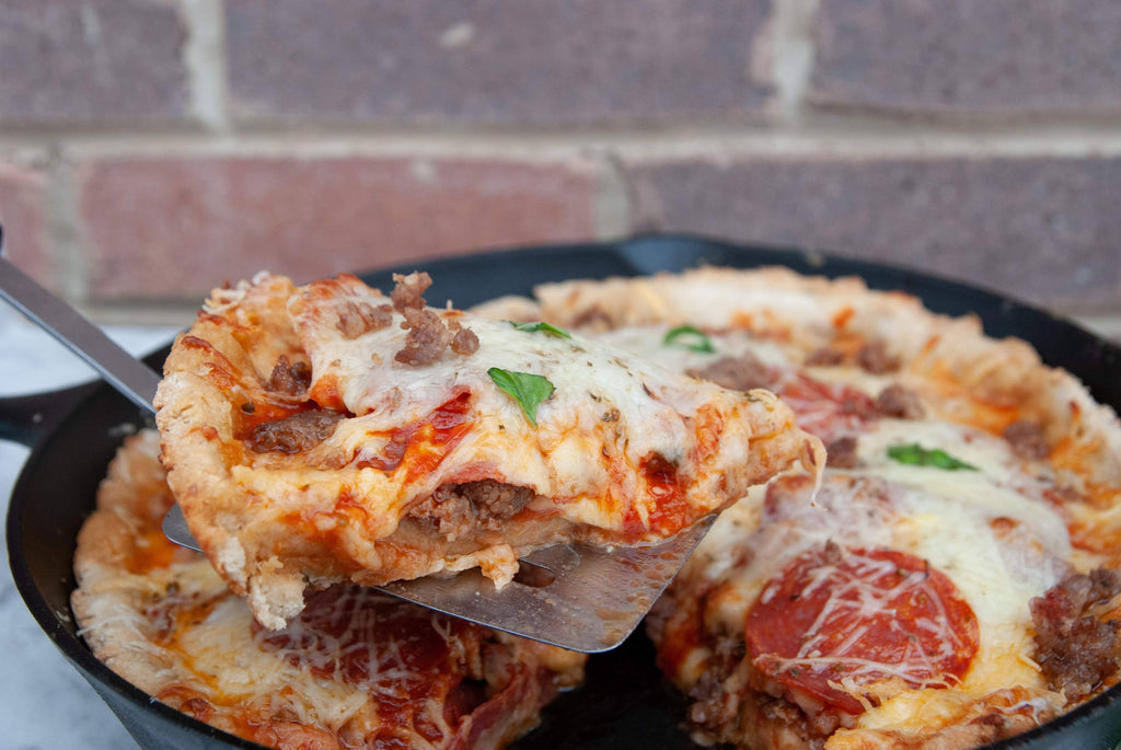 Cast Iron Skillet Pizza {Deep Dish} - The Seasoned Mom